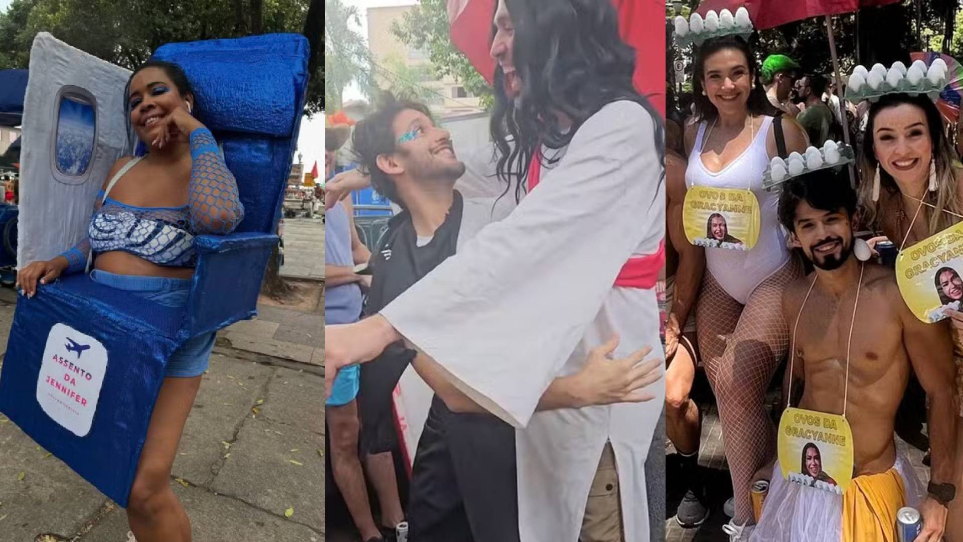 Memes viram fantasias no carnaval 2025: assento da Jennifer, IA de Jesus, ovos da Gracyanne e mais