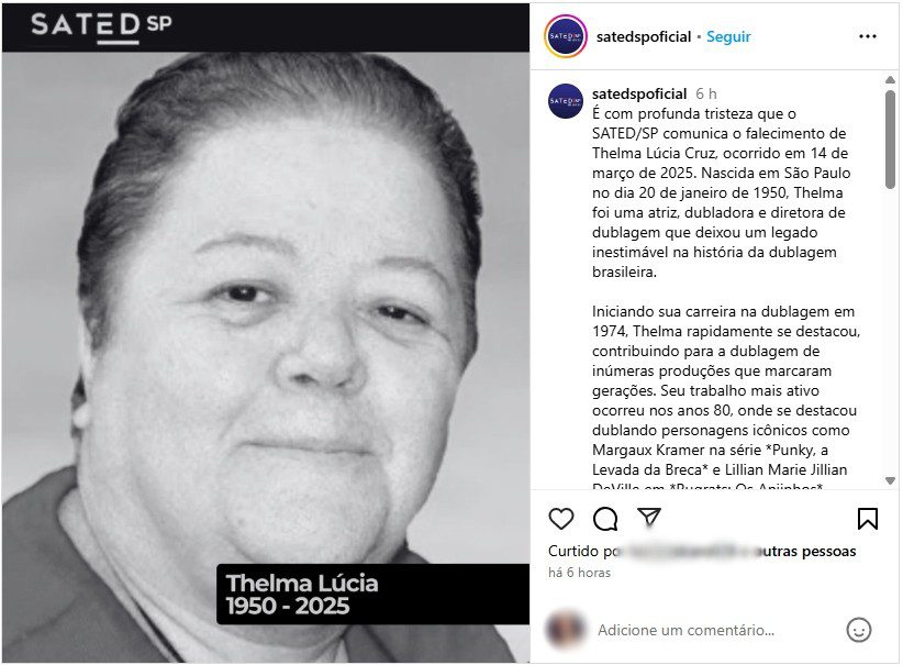 Thelma Lúcia Cruz, dubladora de Pokémon e Dragon Ball, morre aos 75 anos