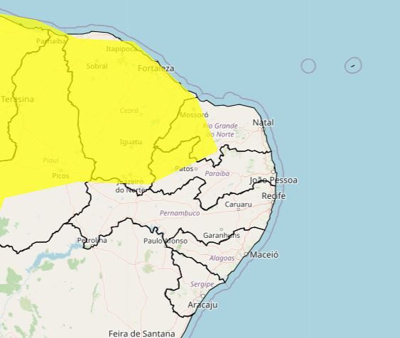Inmet alerta para chuvas intensas em 70 cidades do RN; veja lista