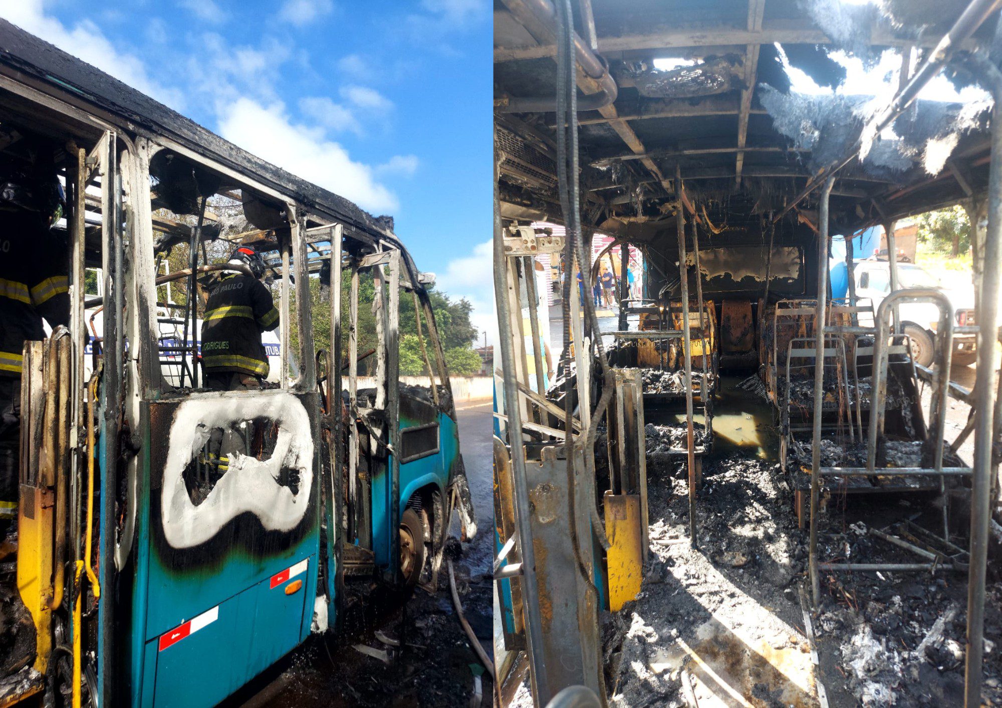 Motorista e passageiros escapam ilesos de ônibus que pegou fogo em Taquarituba
