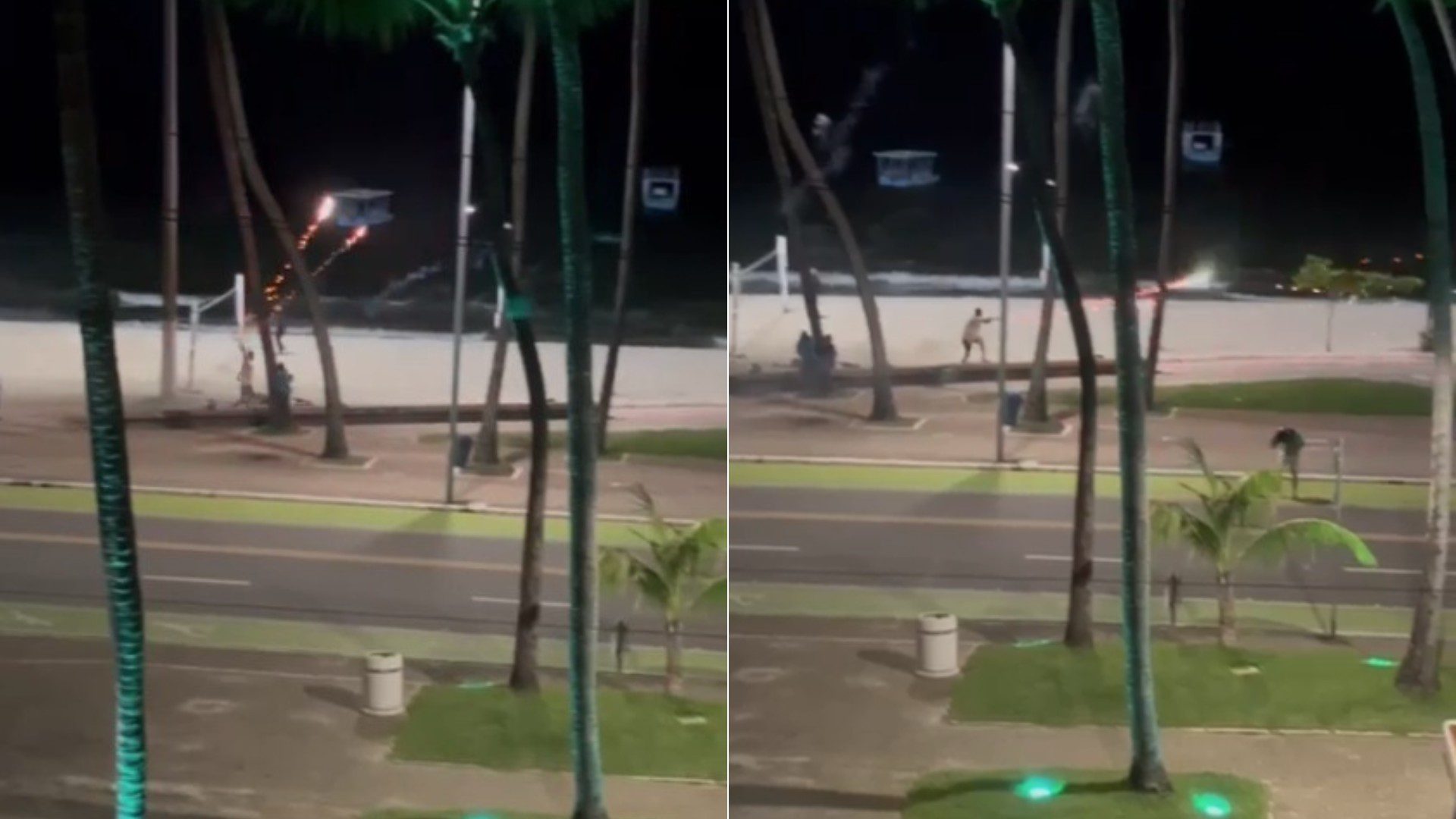VÍDEO mostra ‘guerra de rojões’ na orla de Maceió