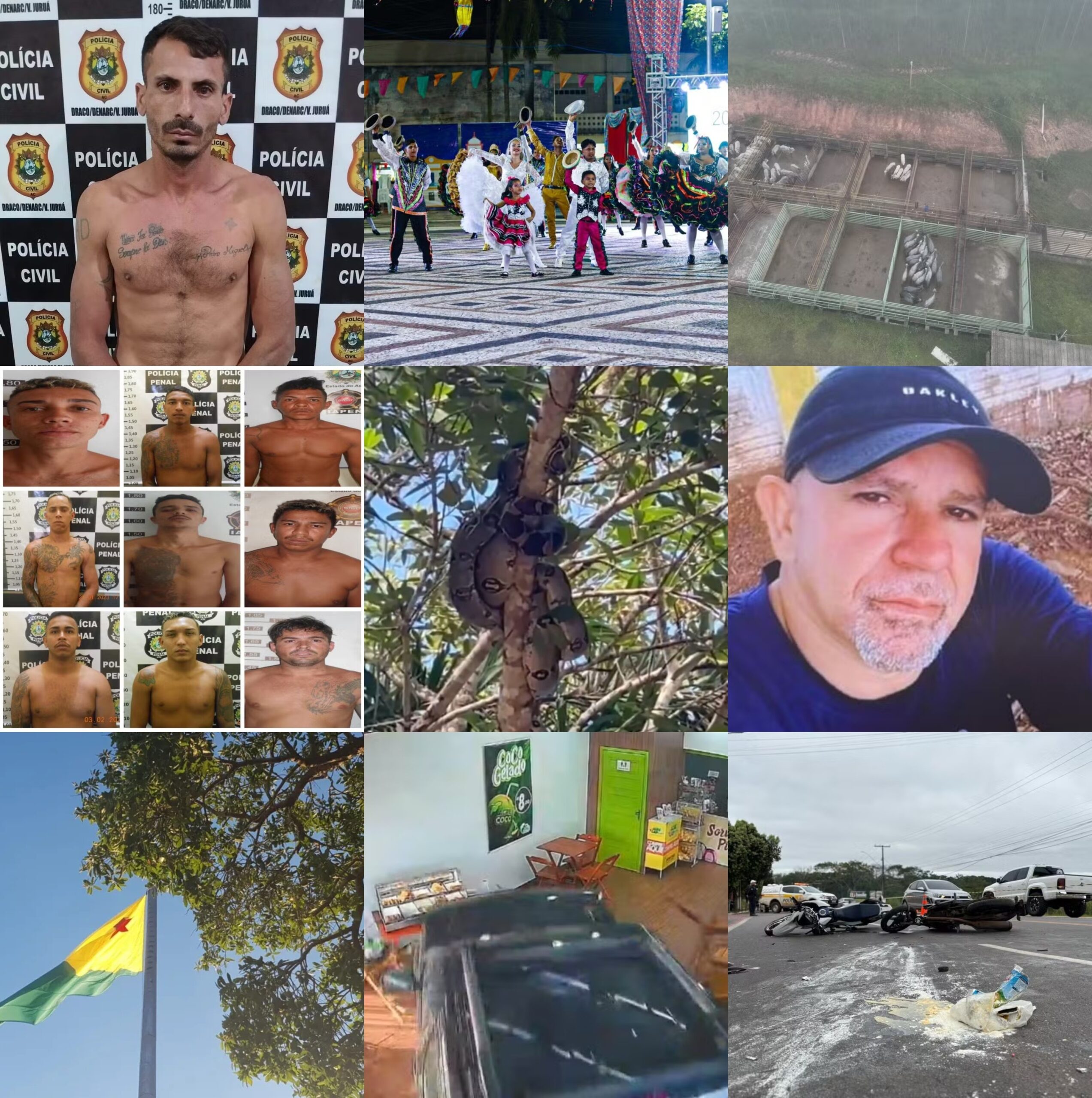 Você viu? Operação Suçuarana, fuga no presídio de Rio Branco, ‘cacho’ de jiboias, caminhonete invade lanchonete e mais