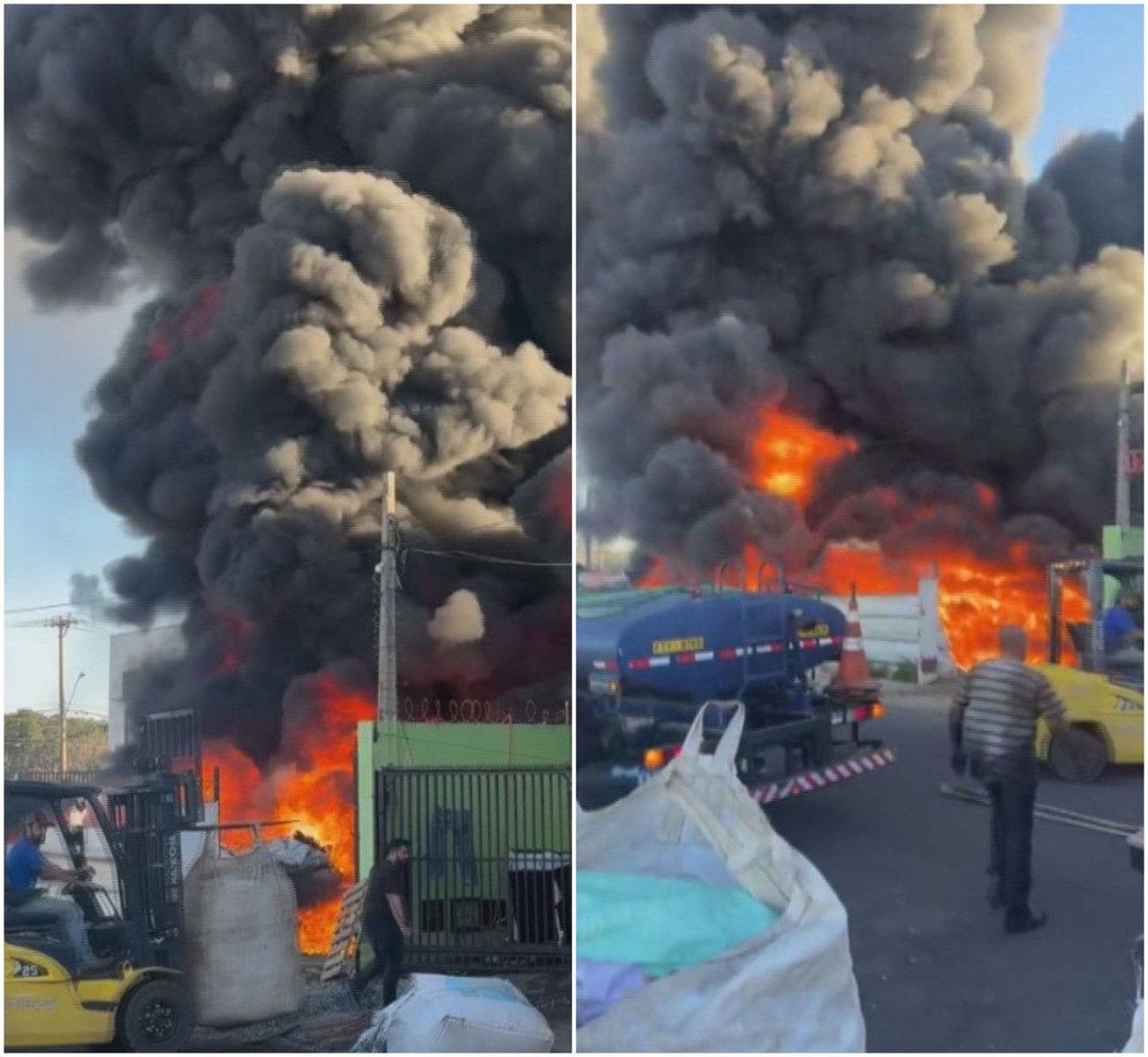 VÍDEO: incêndio destrói depósito de plástico e ‘nuvem’ de fumaça assusta no interior de SP
