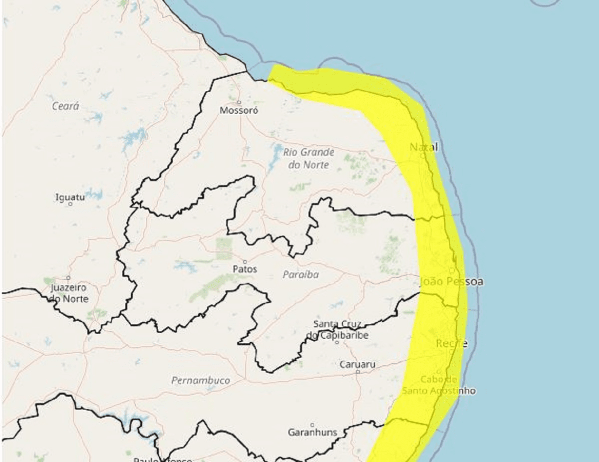 Inmet amplia até sábado (21) alerta de chuvas para 43 cidades do RN; veja lista