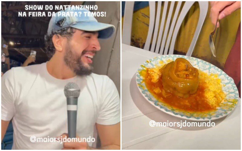Após show no Parque do Povo, Nattan toma café da manhã na Feira da Prata e canta para fãs, em Campina Grande